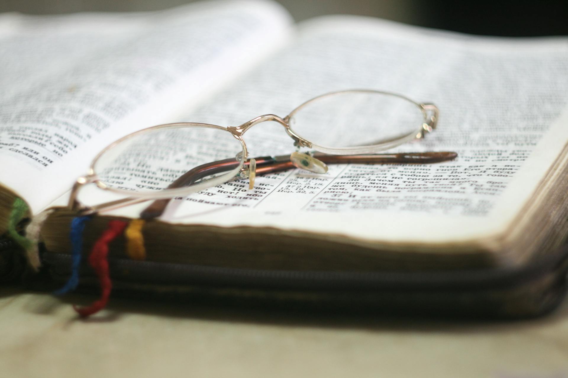 Open Bible with reading glasses